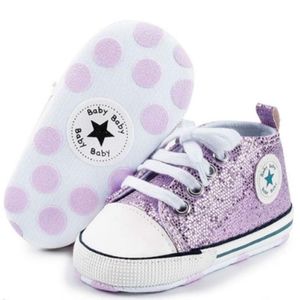 Purple Sequined Infant Canvas Shoes